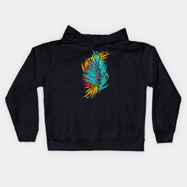 Colorful Palm Leaves Kids Hoodie by BessoChicca